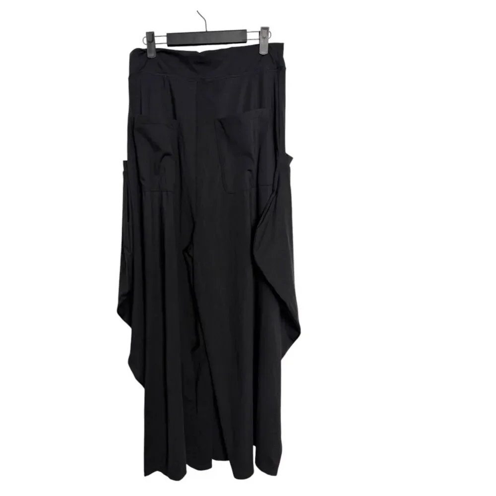Halara Mid Rise Pockets Draped Wide Leg Casual Pants Black Large NEW with Tags - Picture 4 of 7